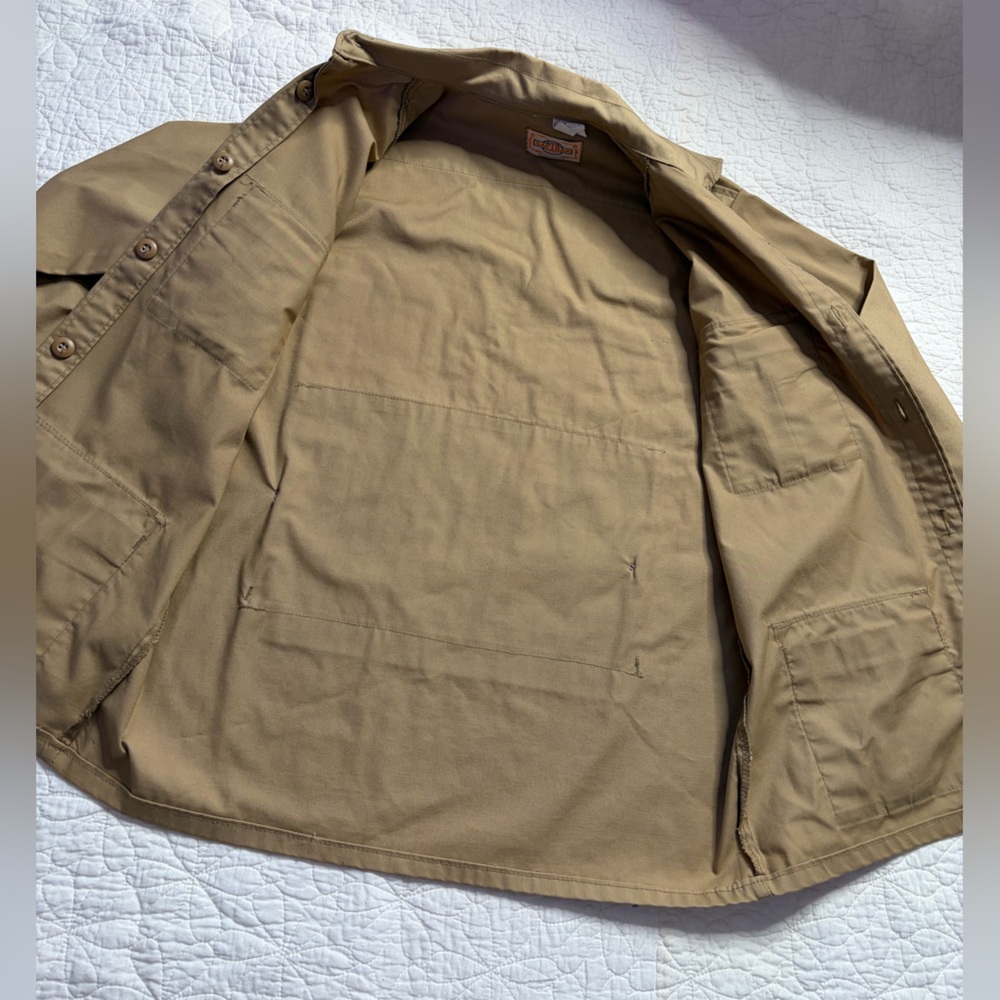 Vintage SAFTBAK Belted Hunting Jacket Medium Tan Safari Utility Coat USA - Picture 14 of 16